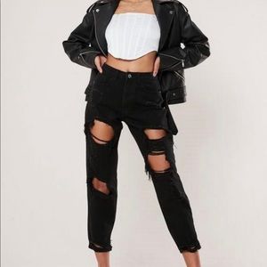 Black distressed mom jeans from Missguided